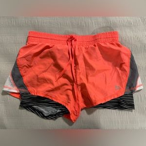 Peach Womens RBX Layered Sport/Biker Shorts with Inside Pocket, Size L